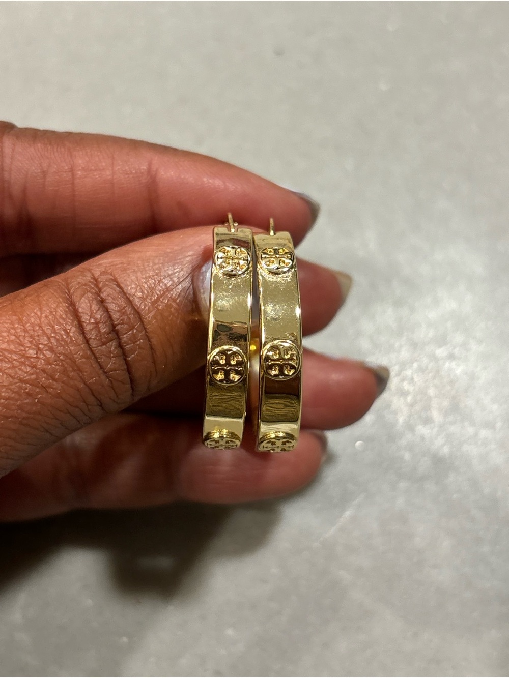 Tory Burch Gold-Tone Logo Hoop Earrings